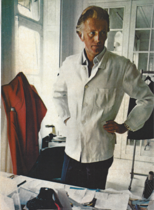 Hubert de Givenchy in his atelier at Avenue George V, 1972