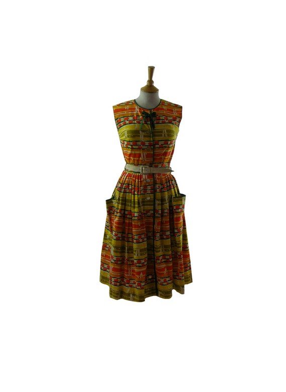 1950'S COTTON PRINT DRESS 2 FROM BLUE17 1950'S COTTON PRINT DRESS 2 FROM BLUE17