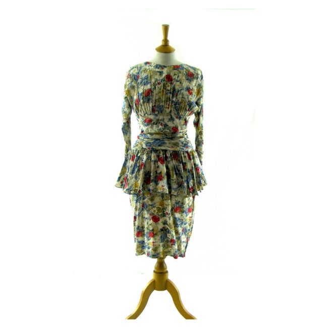 1980s 40s inspired floral print vintage dress