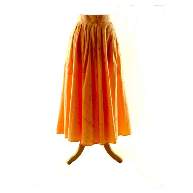 Tangerine wide circle 1980s vintage skirt