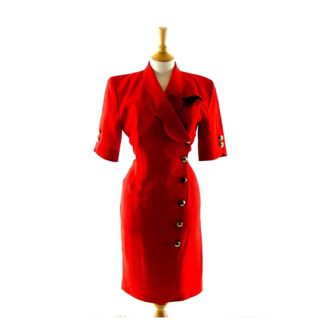 Candy apple red 1990s vintage dress