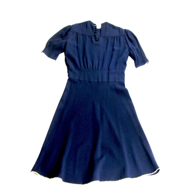 Navy Blue crepe 1940s Dress