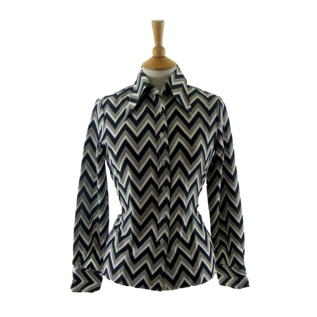 70s blouse-zig zag print