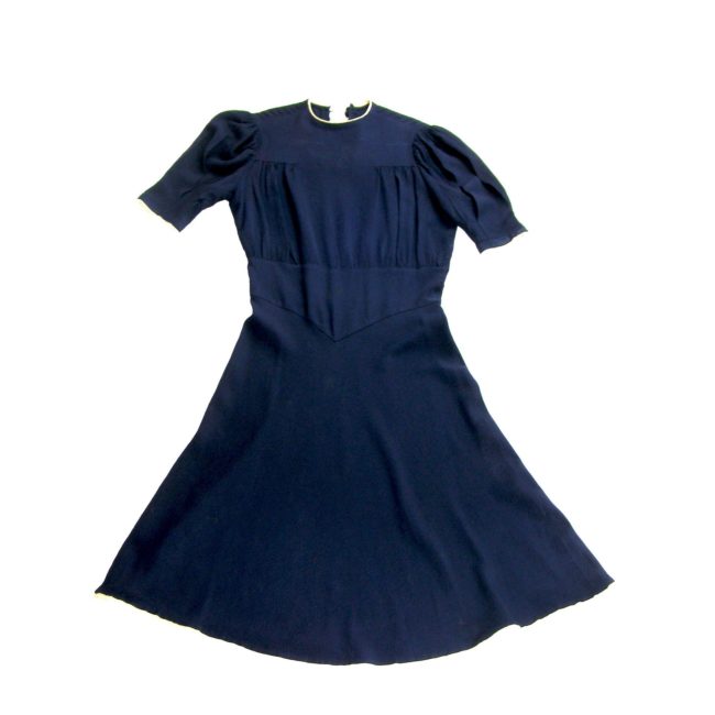 Navy Blue crepe 1940s Dress close up photo