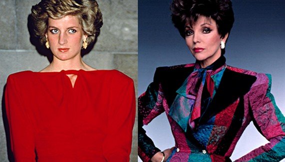 80s style dresses - Princess Diana + Joan Collins with big shoulder pads 80s style dresses - Princess Diana + Joan Collins with big shoulder pads