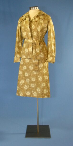 Summer Florals - First Lady Betty Ford's brown summer floral print traveling suit, 1971