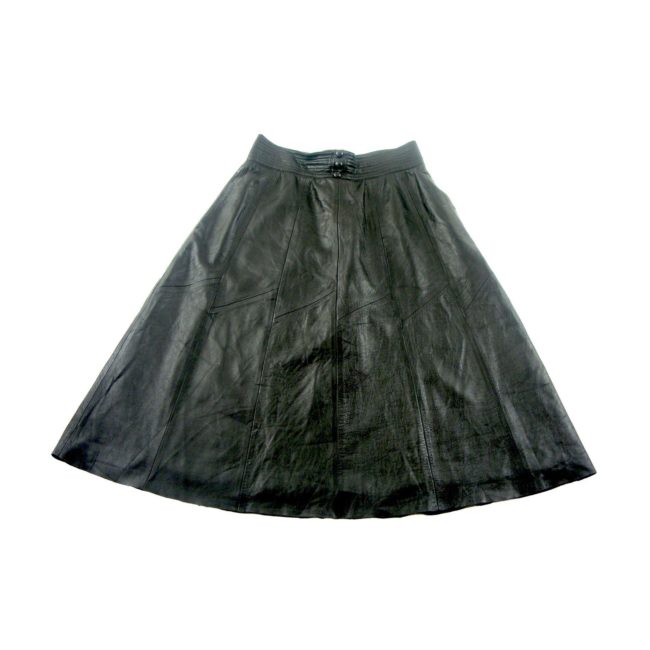 80s Black leather patchwork skirt