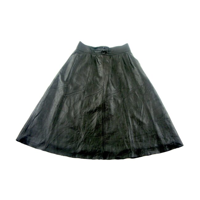 80s Black leather patchwork skirt