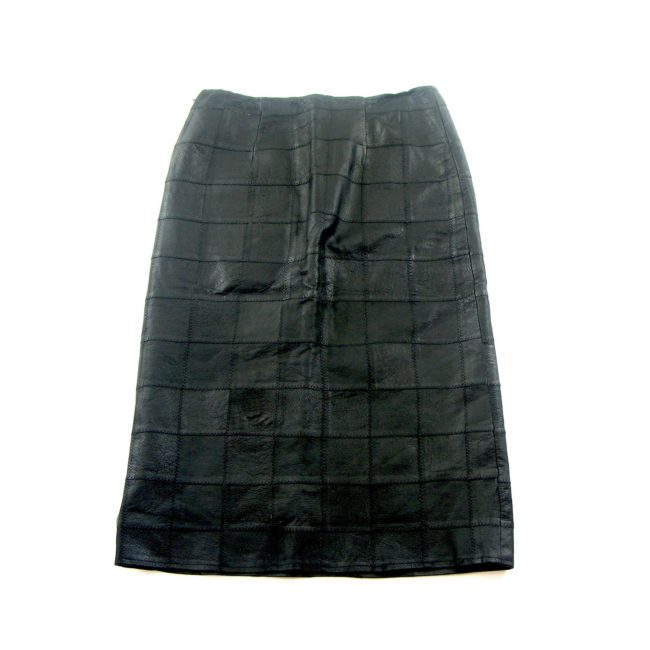 80s Vintage black leather skirt