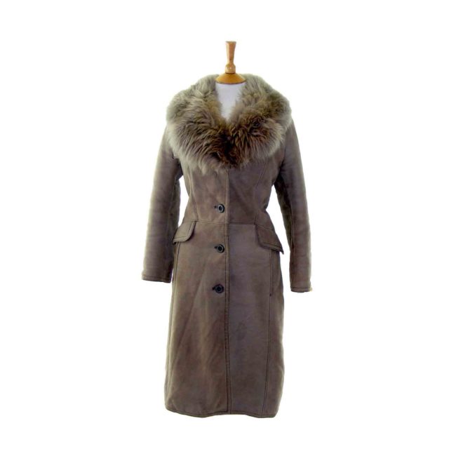Beige Fur Trim vintage coat