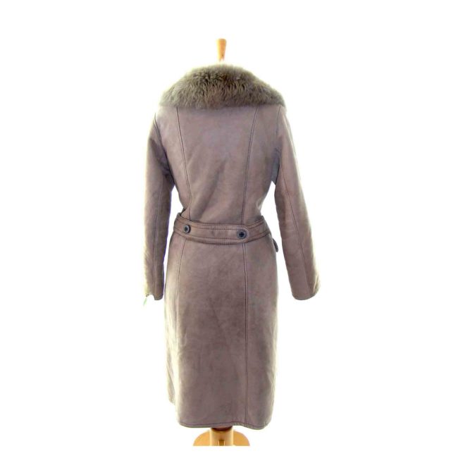 Ladies-beige-Sheepskin-Fur-Trim-vintage-coat--back