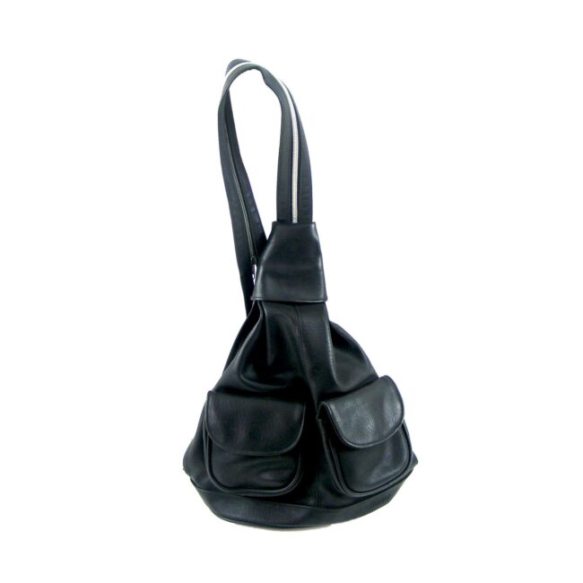 Black leather backpack