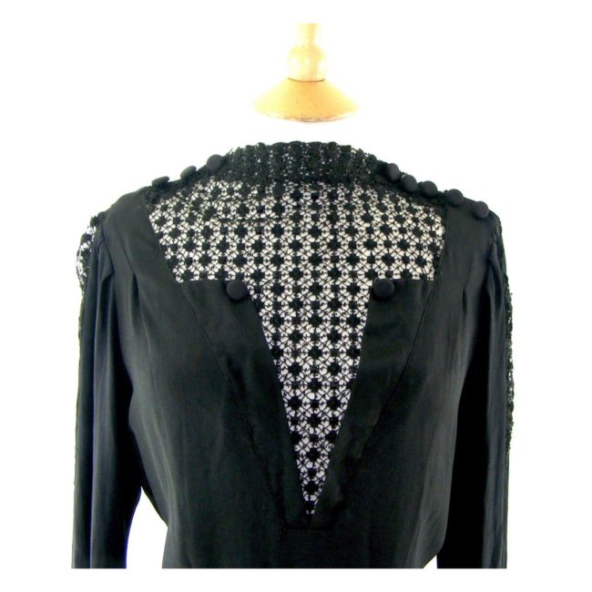 1930s black vintage dress-front