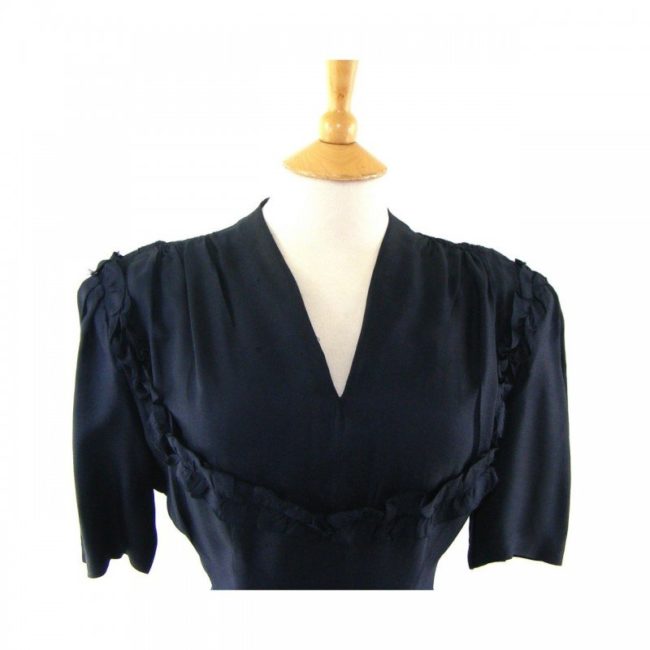 1940s Dark blue dress-front
