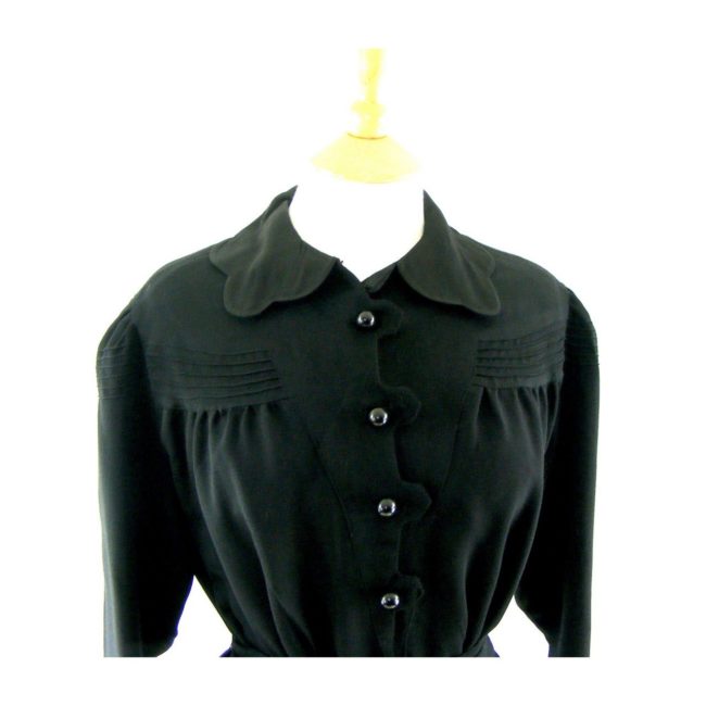 1940s black vintage dress-front