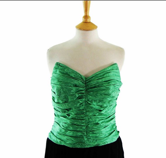 80s Strapless Ruched Velvet Party Dress