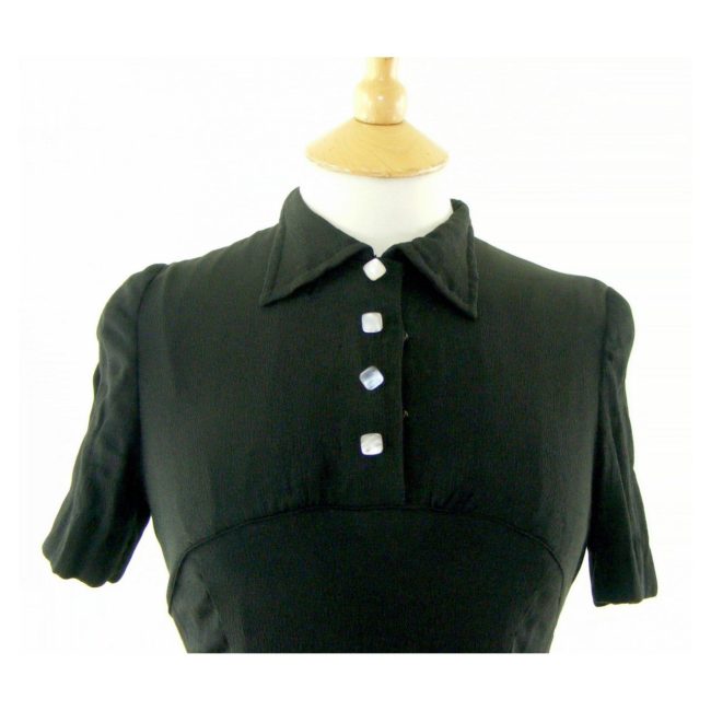 Black 1940s vintage dress,front