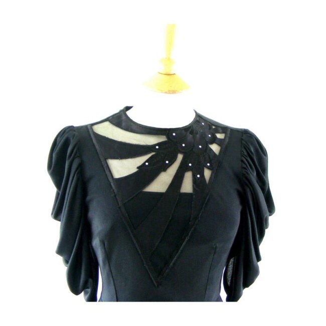 Black 80s Evening dress-front