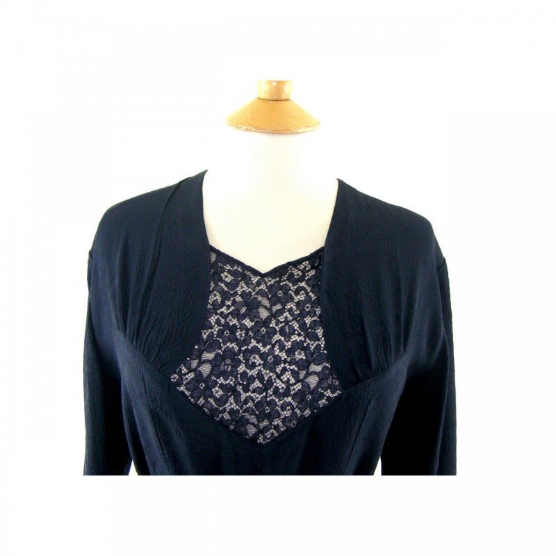 Dark blue 1940s dress-front
