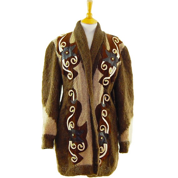 Womens Vintage Cardigans - Ladies Mohair And Wool Cardigan