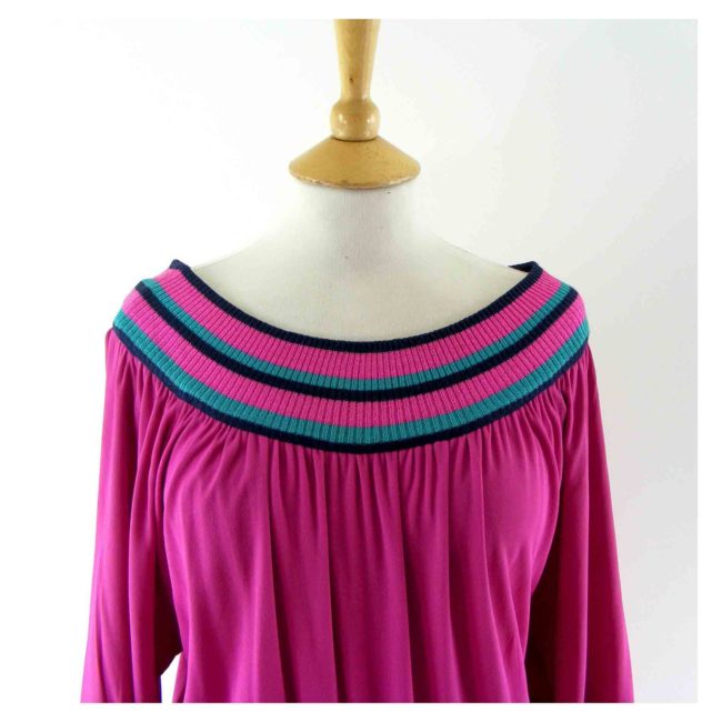 Long Pink 80s vintage dress-front
