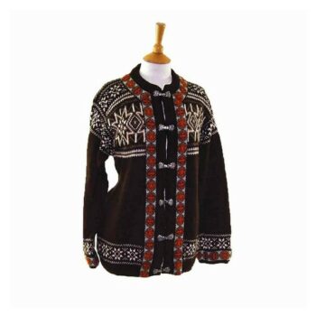 Womens Brown Pure Wool Norwegian Cardigan 