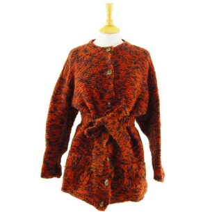 Vintage knitwear - Womens Orange And Black Cardigan