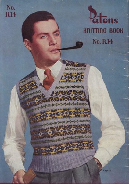 Herren Fairisle Weste Ärmellos Retro Vintage Pullover Pullunder