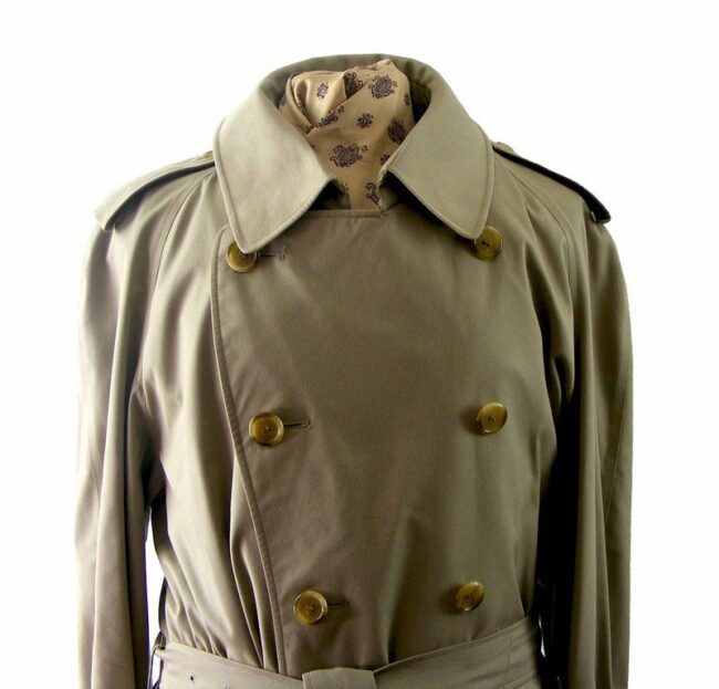 Close up of Mens Beige Burberry Trench coat