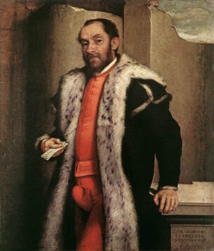 Giovanni Battista Moroni, Portrait of Antonio Navagero with his codpiece,, 1565