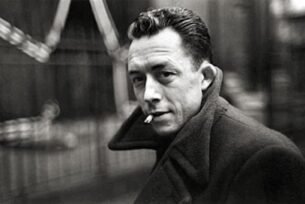 mens vintage coats-Albert Camus by Henri Cartier Bresson 1944
