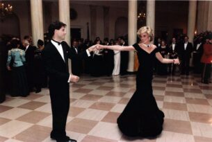 womens 1980s vintage dresses - John Travolta and Princess Diana dancing