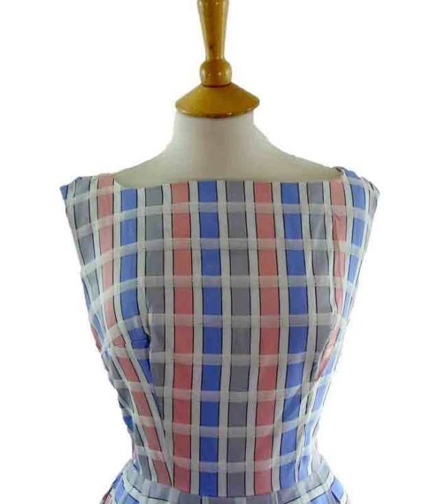 Close up of 1950s Cotton Gingham dress