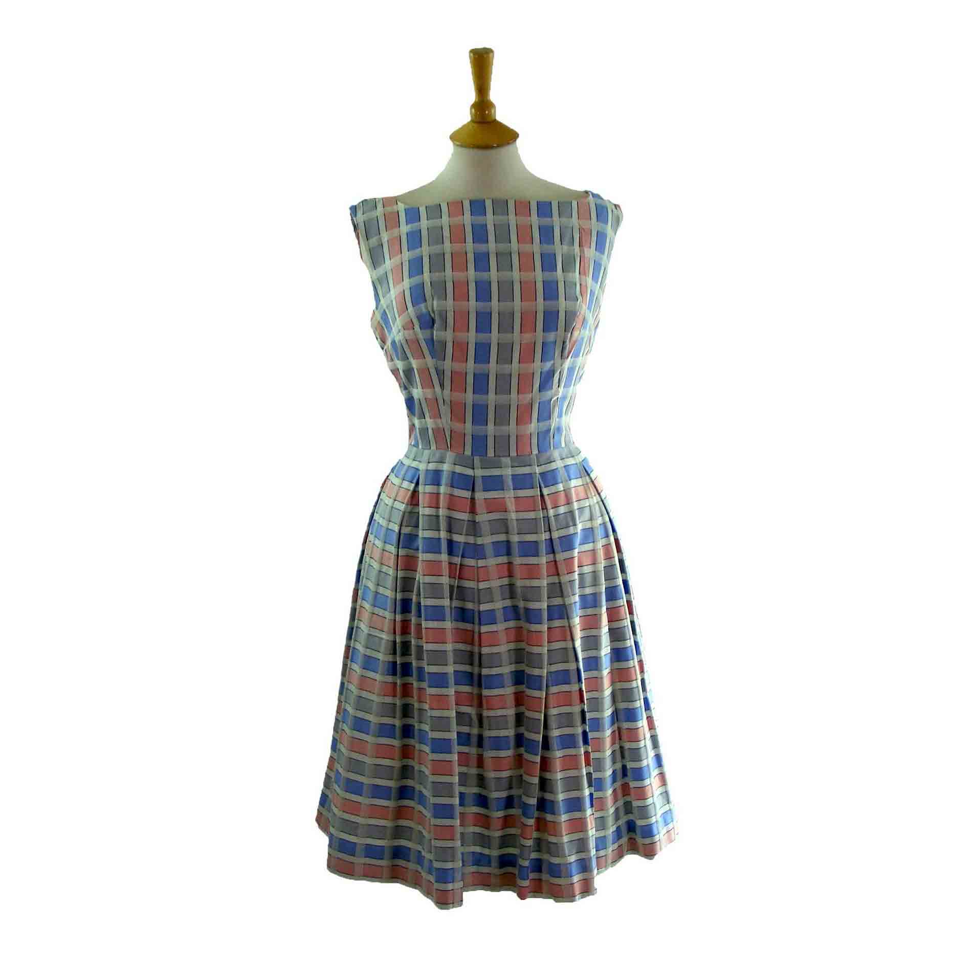 1950s Cotton Gingham dress - Blue 17 Vintage Clothing