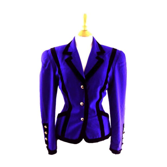 90s Purple Velvet Trim Blazer