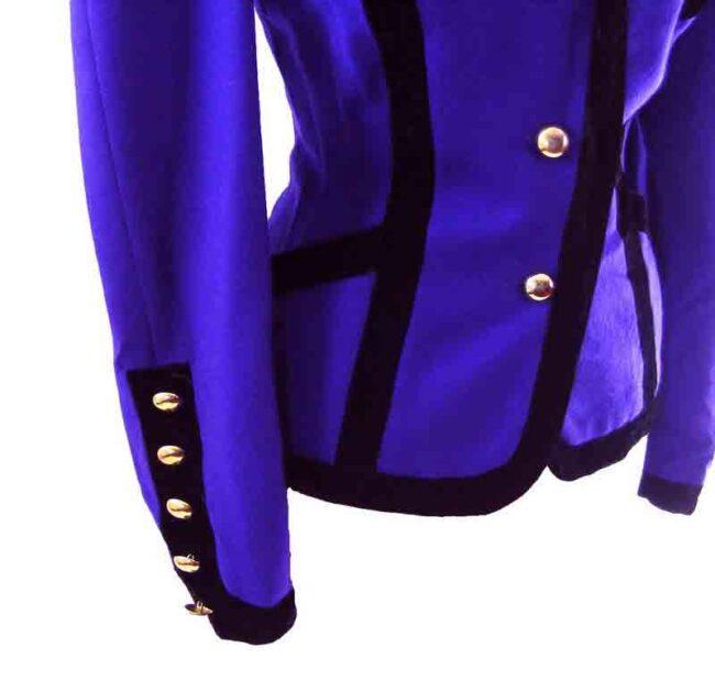 90s Purple Velvet Trim Blazer -close up