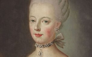 European Make up History-Detail of a portrait of Marie Antoinette.