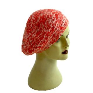 Red and White Knitted Beret