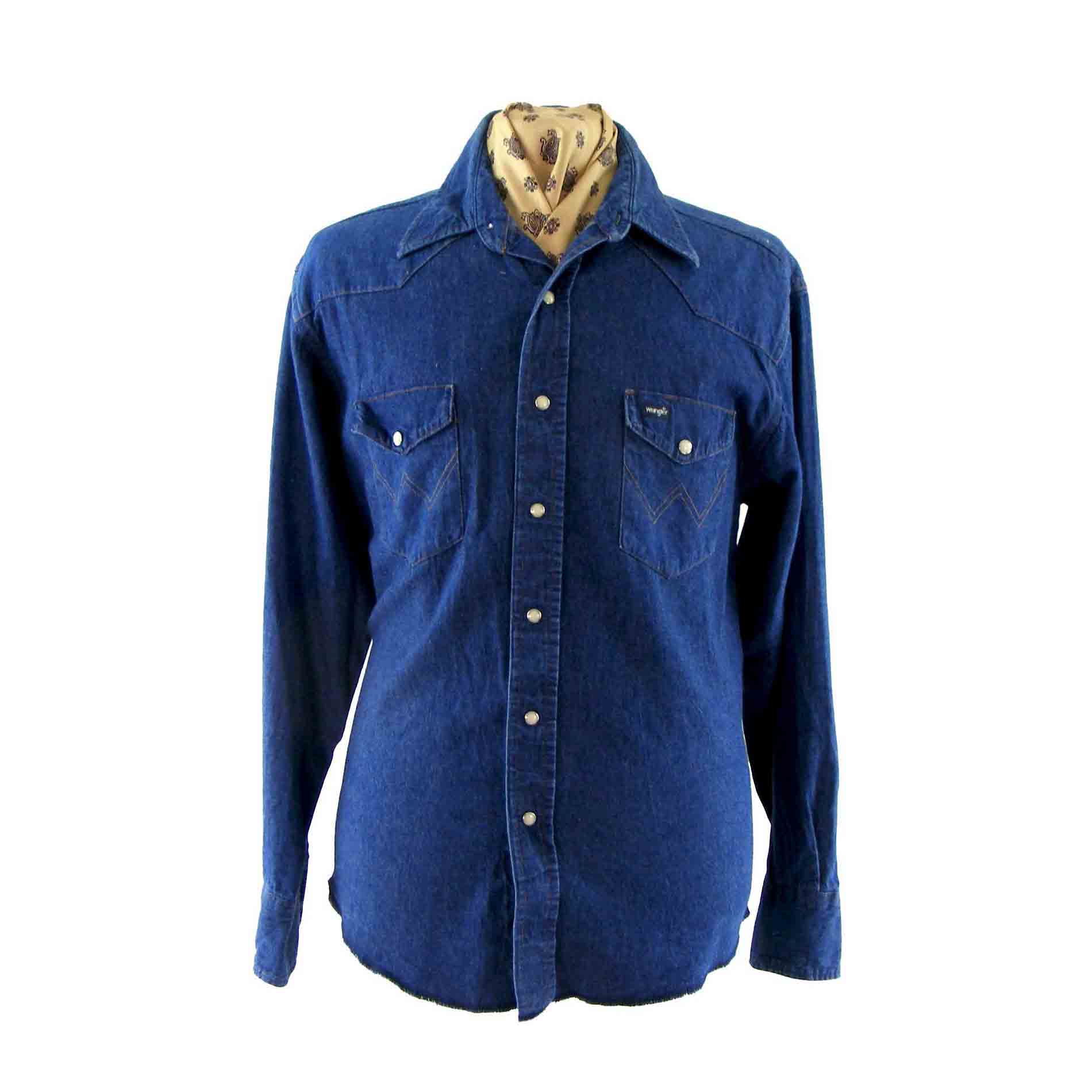 Wrangler Blue Denim Shirt Vintage Clothing Blue 17