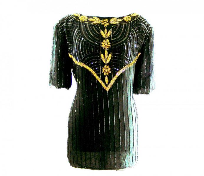 1980s party outfits - 80s Beaded and sequinned dress
