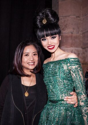 Guo Pei and Jessica Minh Anh at Paris Fashion Week 2017