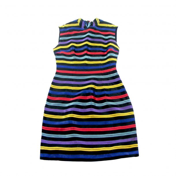 dresses to wear to a wedding-1960s rainbow stripe dress