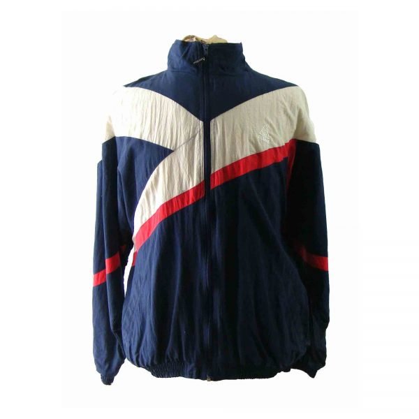 80s Blue red & white shell suit top