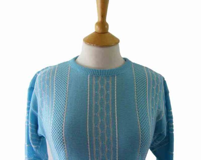 Close up of 80s Blue Ladies Top