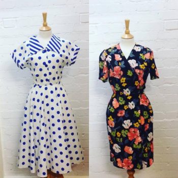 80s polkadot & floral print dresses