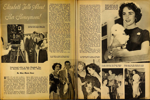 Elizabeth Taylor tells about her honeymoon.