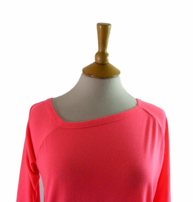 Close up of 80s Adidas Pink Long Sleeve T shirt