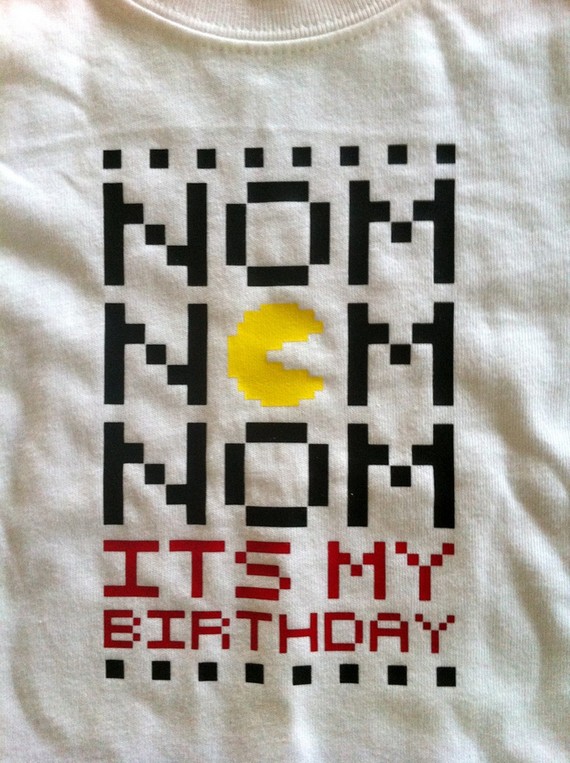 Pacman Birthday T-Shirt, Nom Nom Nom By Paul Minutoli. Pacman Birthday T-Shirt, Nom Nom Nom By Paul Minutoli.