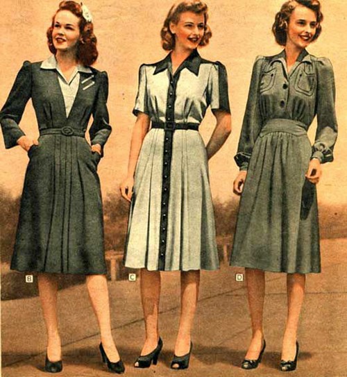1940s Fashion Women - 40s high waist dresses 1940s Fashion Women - 40s high waist dresses