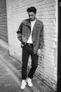 Petar-f1 olive green field jacket and denim jeans